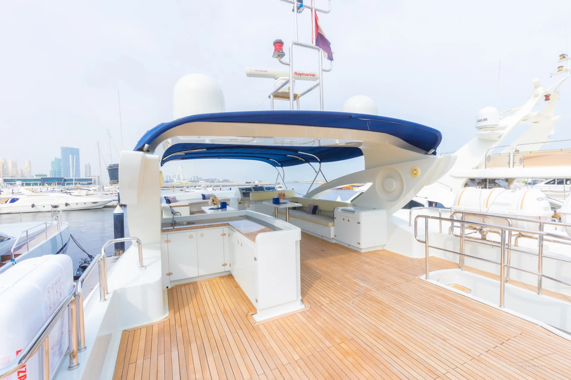 Rosso 110 upper sundeck with bar and tender