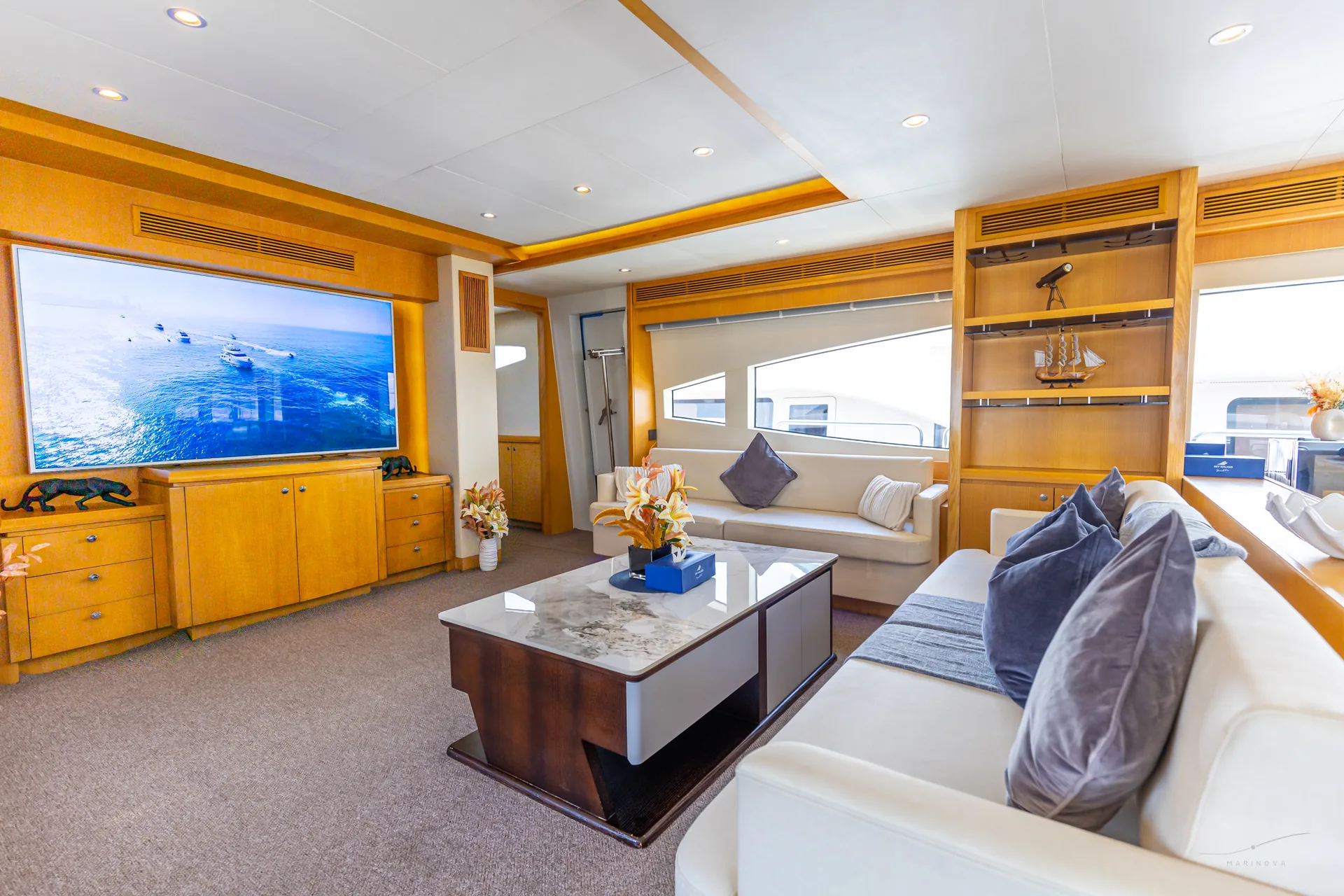 Rosso 110 saloon entertainment zone with wide screen