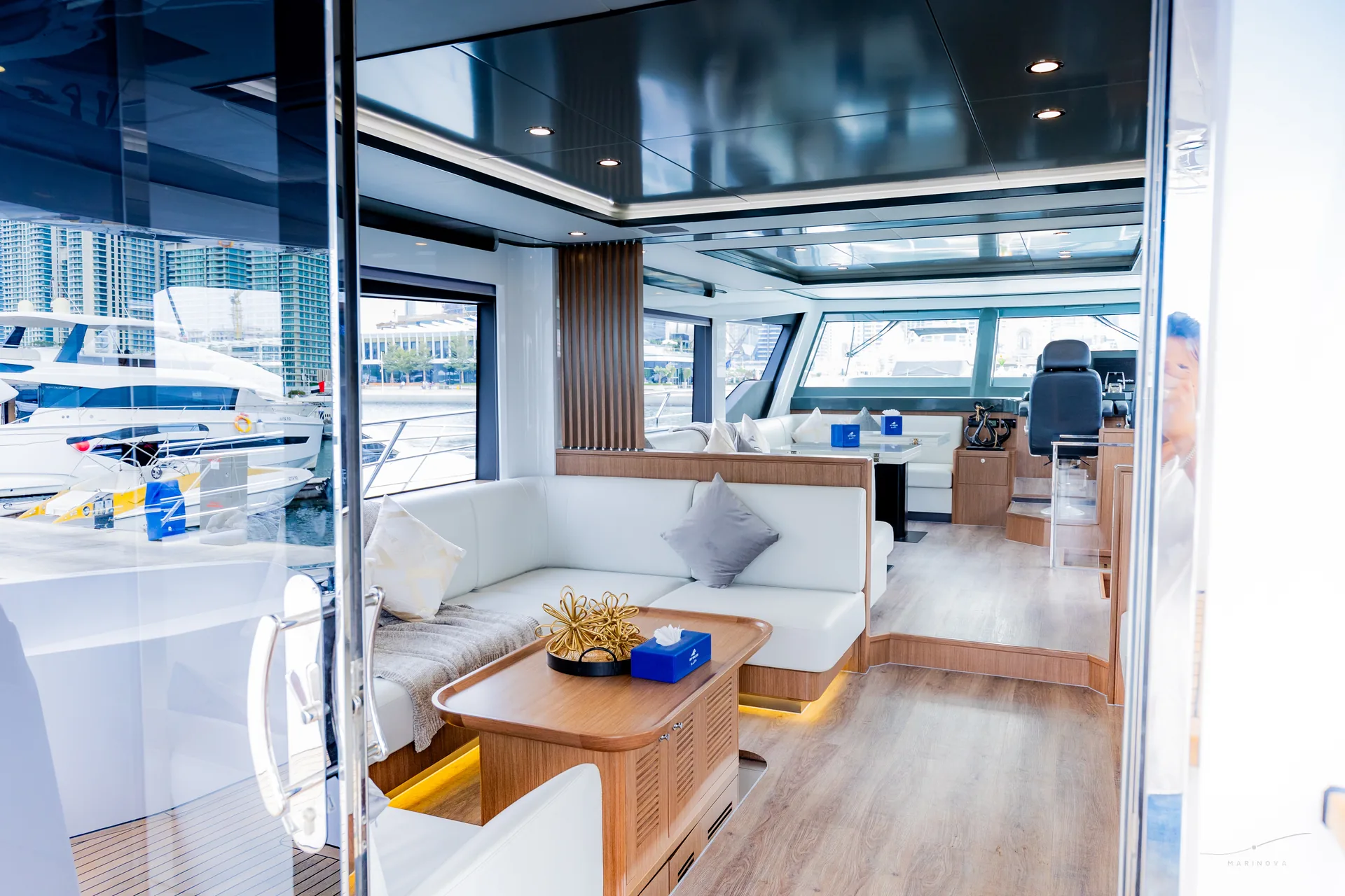 Vela 63 saloon from stern looking forward