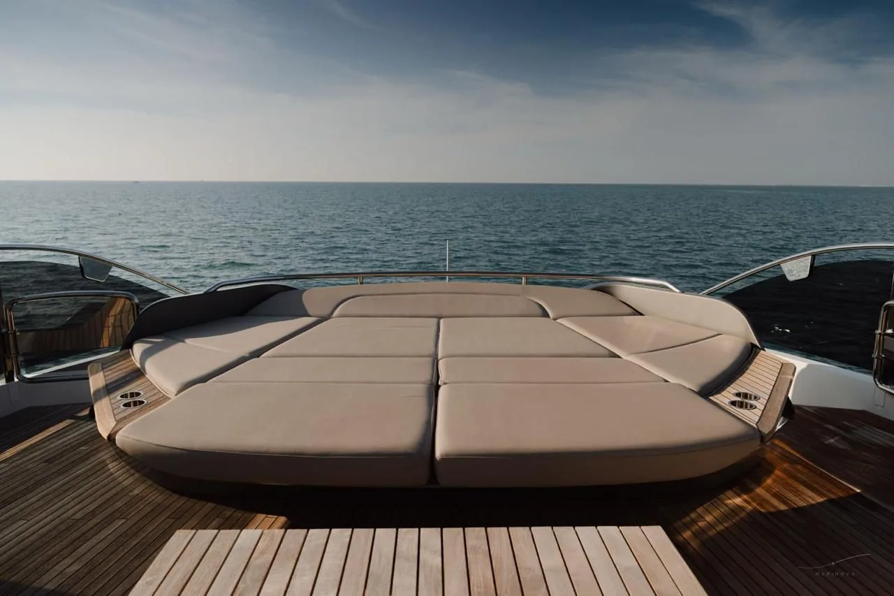 Princess X95 bow sunpad looking out to the horizon