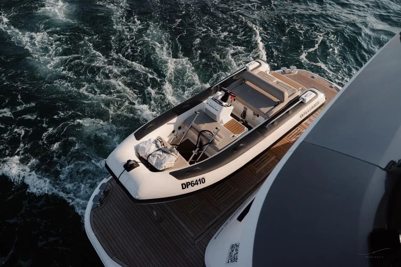 Princess X95 swim platform and tender from above