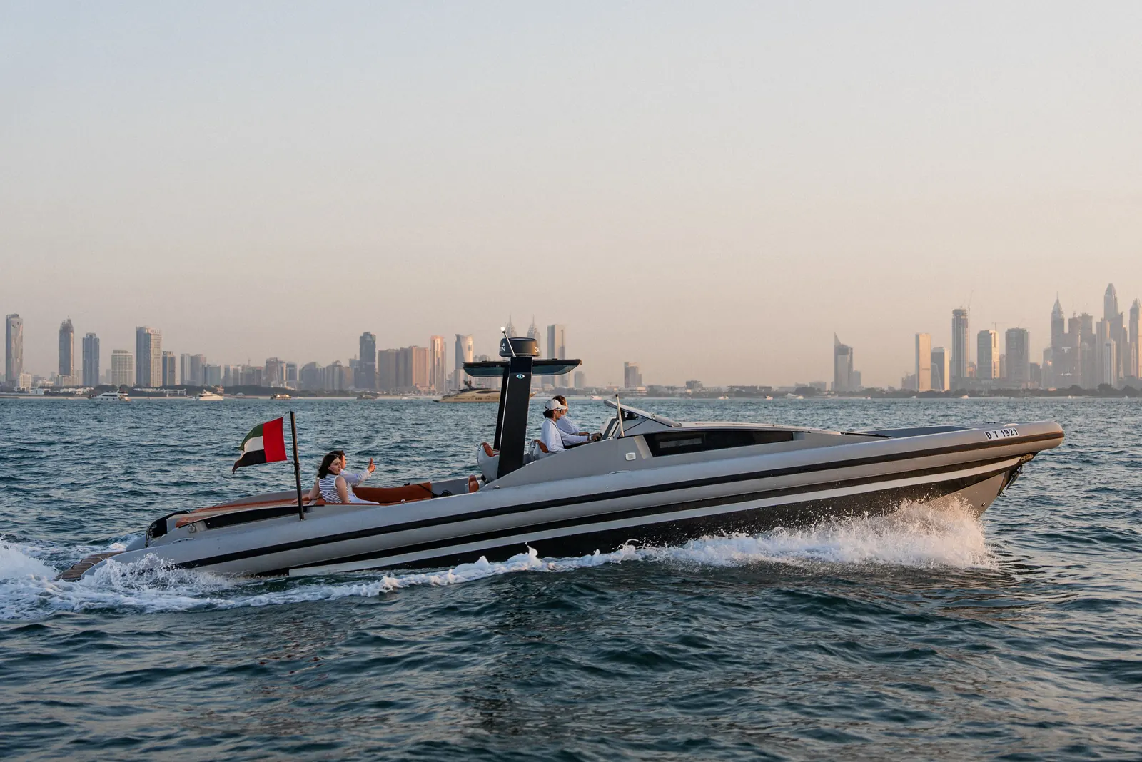 Blueyonder 42 cruising the Dubai skyline
