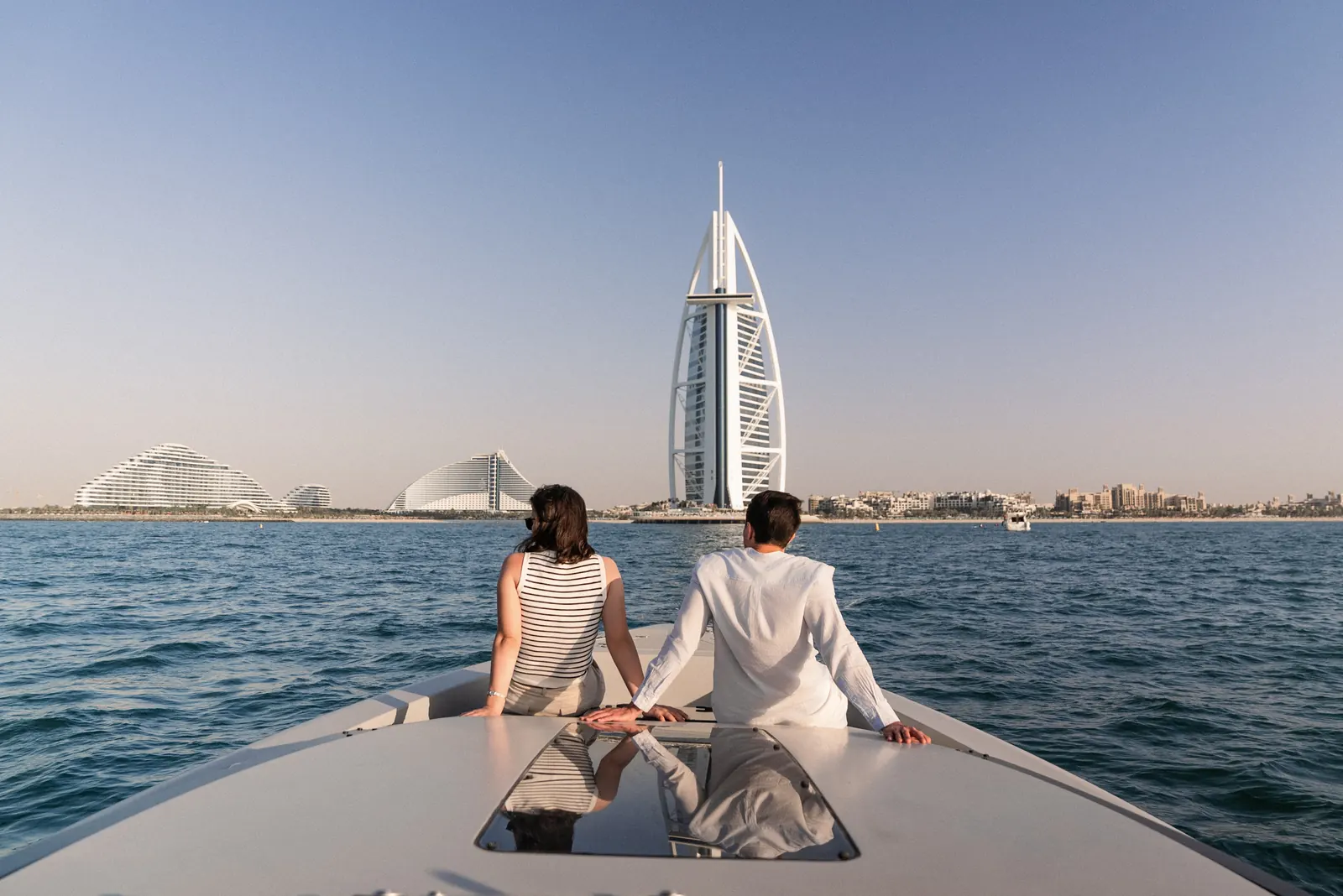 Blueyonder 42 bow with Burj Al Arab view