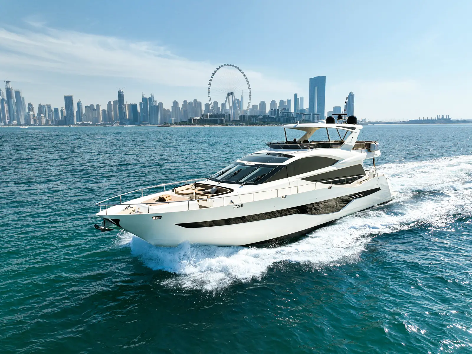 Crystal 78 cruising the Dubai skyline
