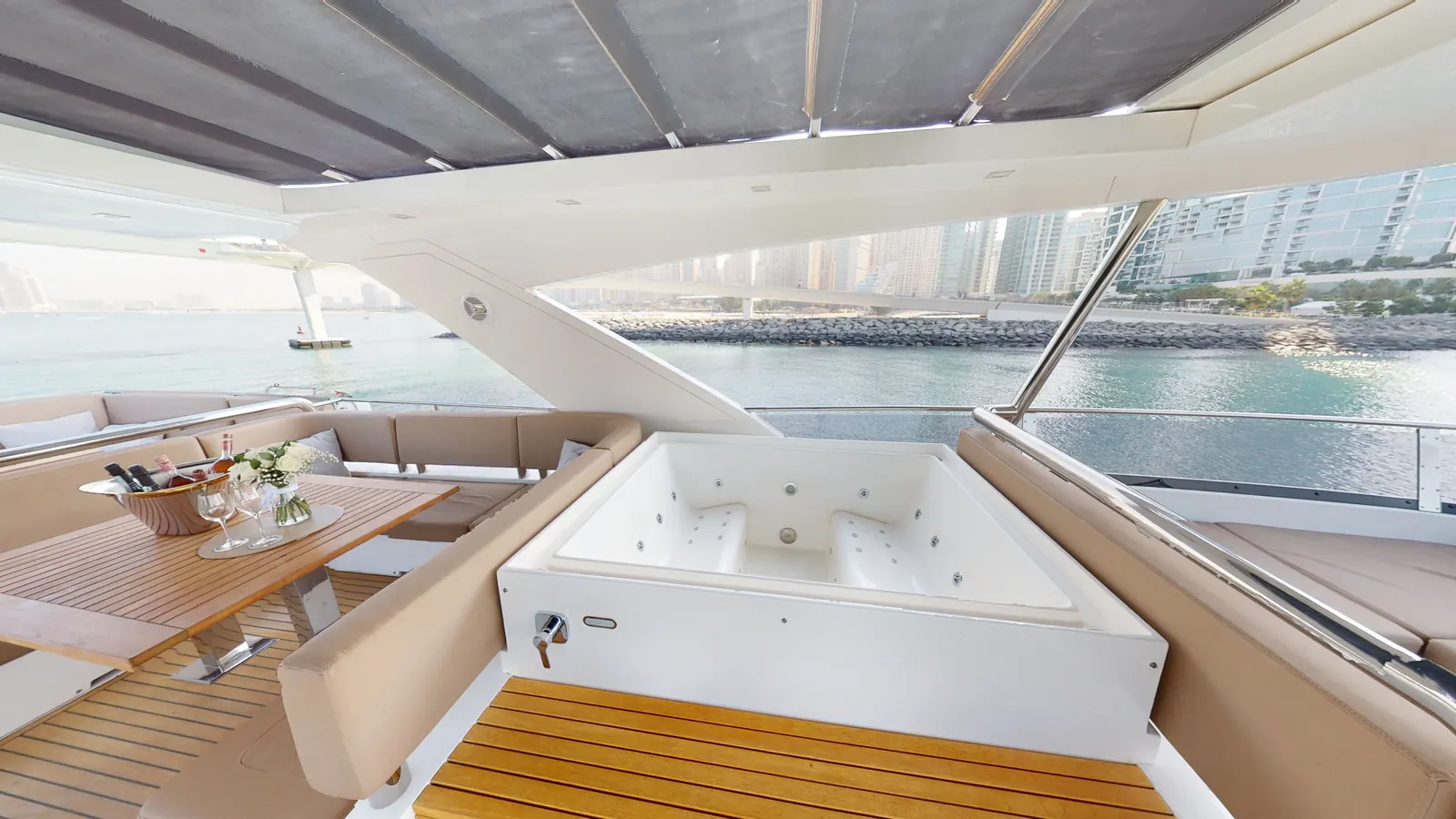Crystal 78 flybridge jacuzzi