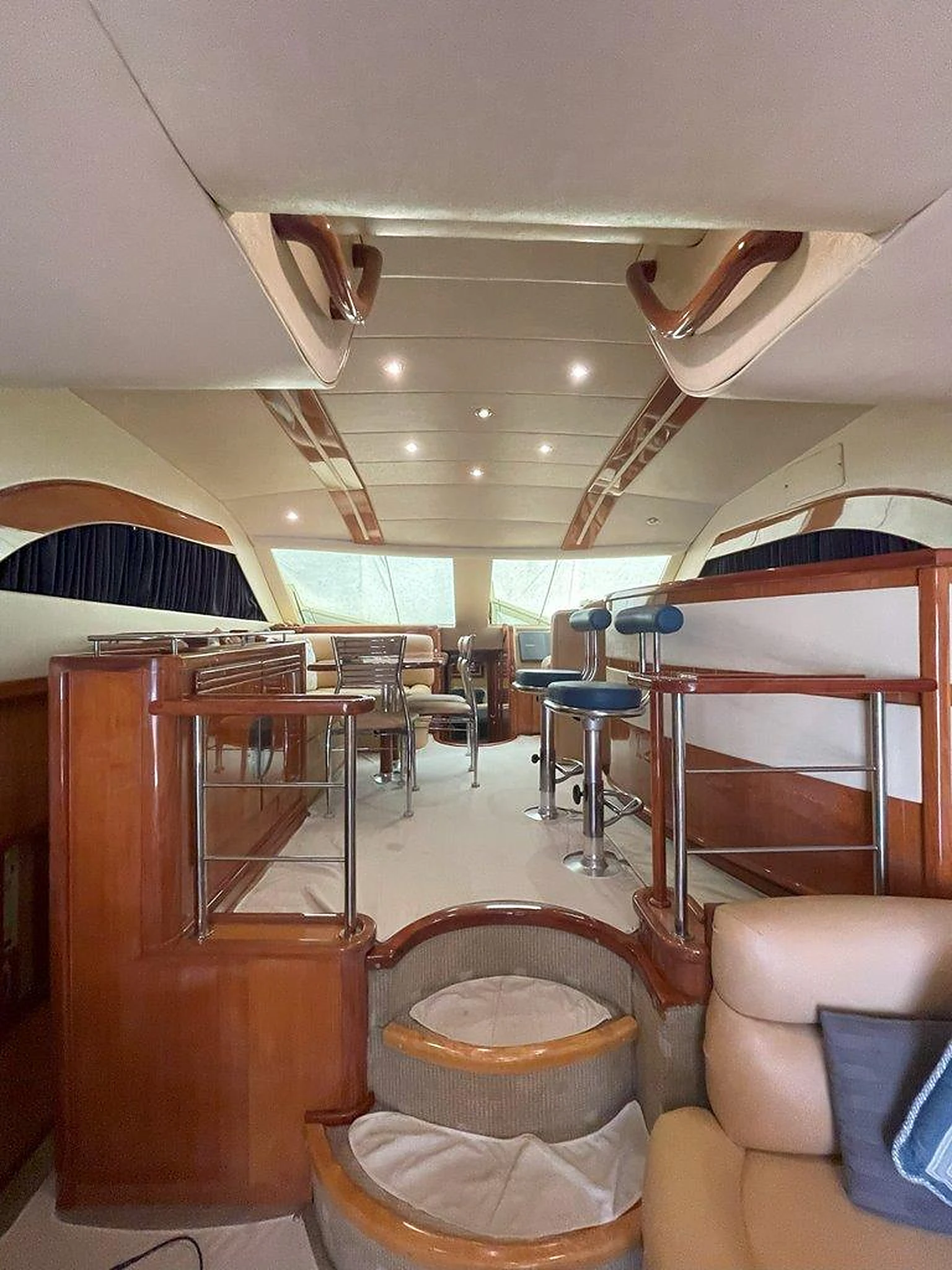 68 feet yacht rental Dubai saloon dining and bar area aboard Eternity