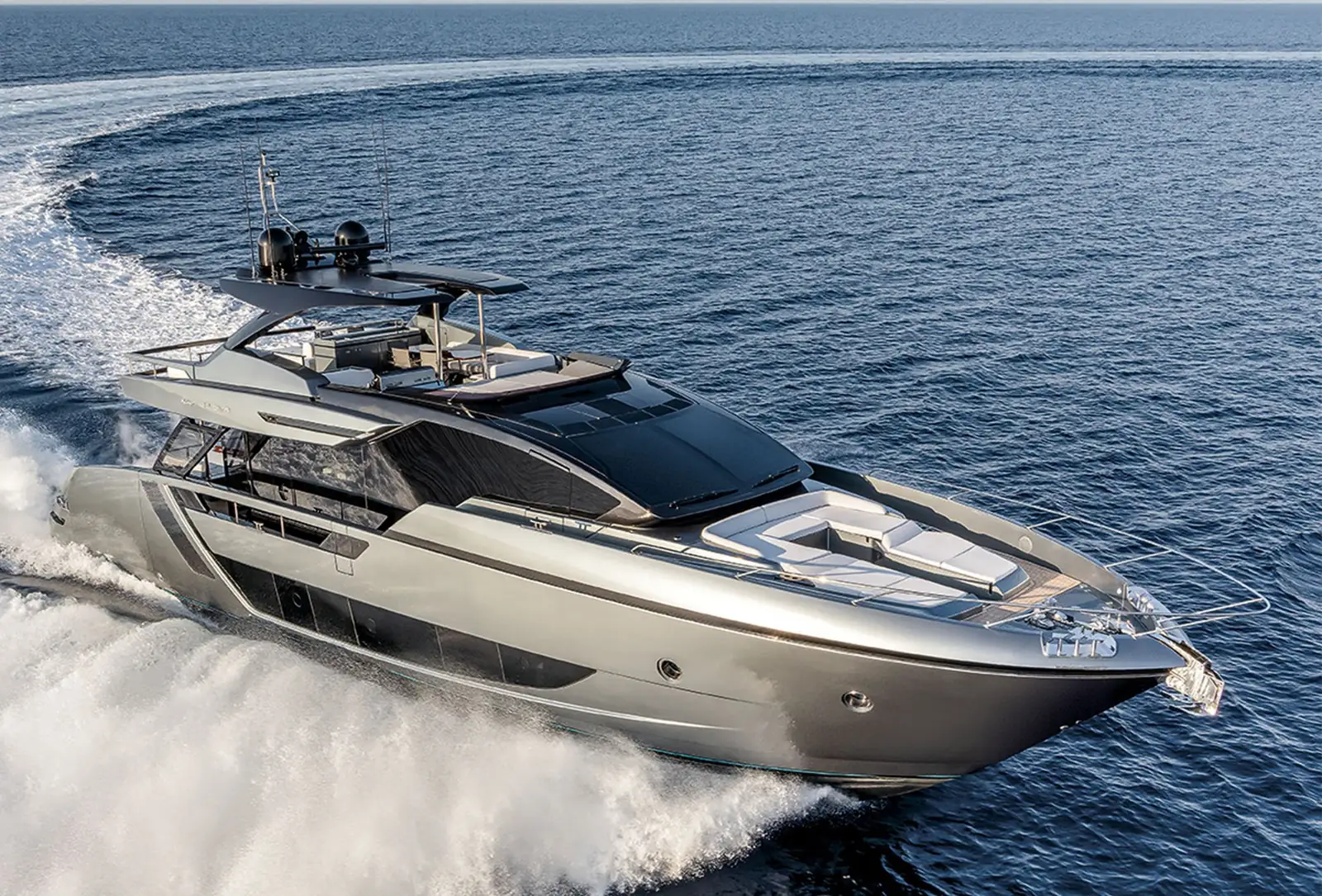 Riva 82 aerial profile on Dubai water