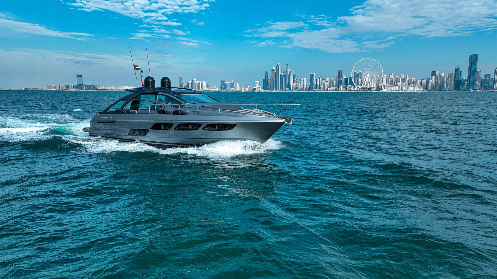 Shark 52 cruising the Dubai skyline