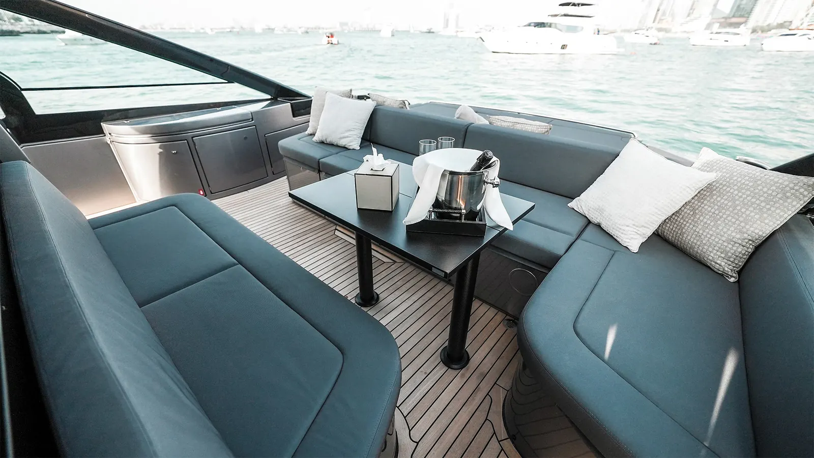 Shark 52 aft cockpit dining