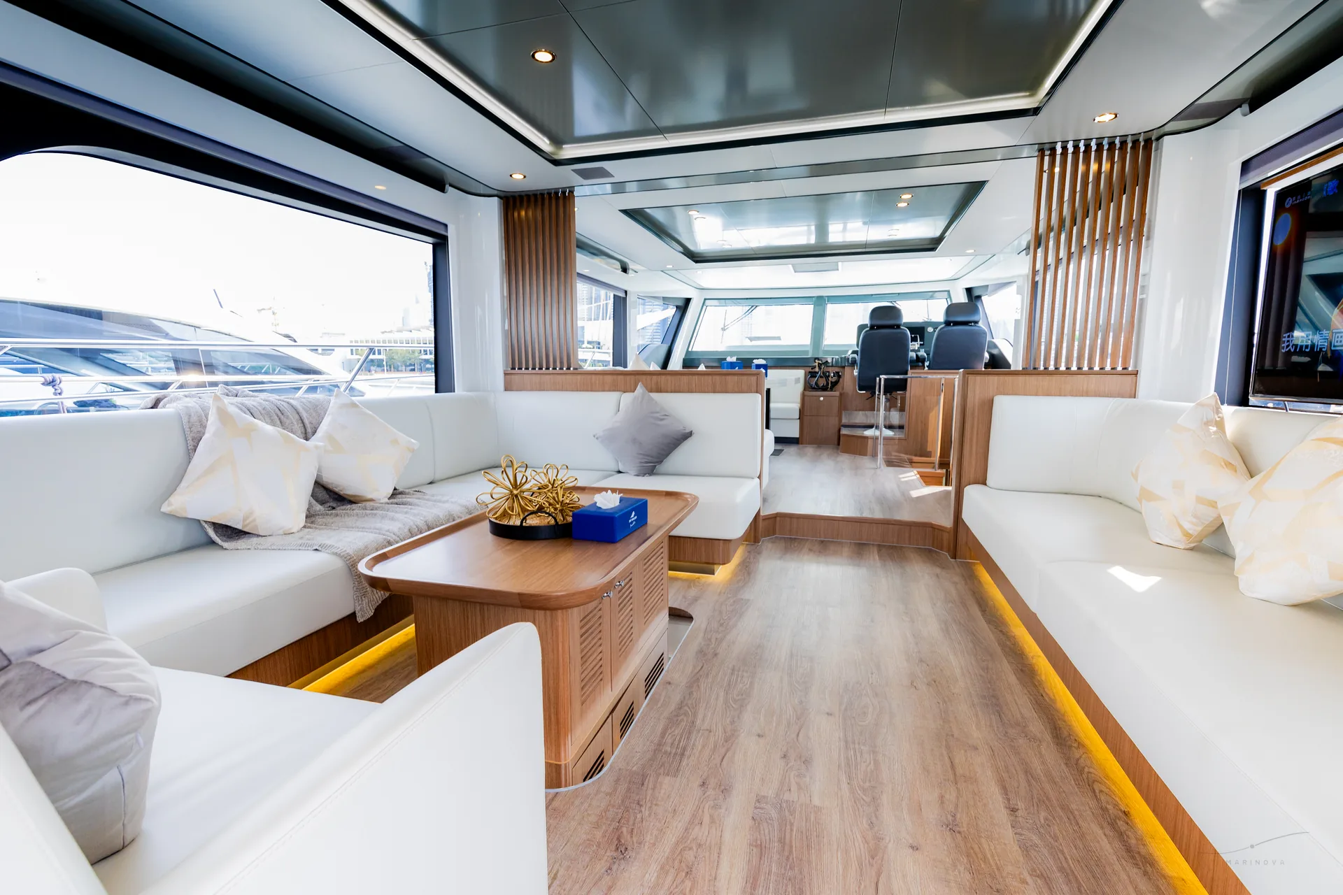 Vela 63 saloon looking toward the helm