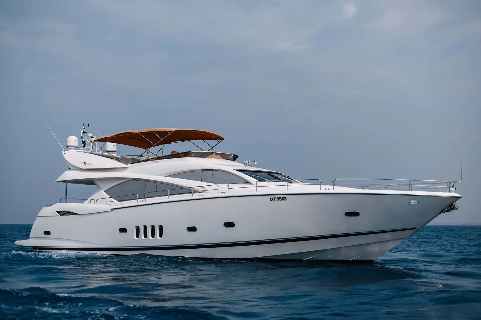 Marinova Why Not 82 cruising exterior on Dubai water
